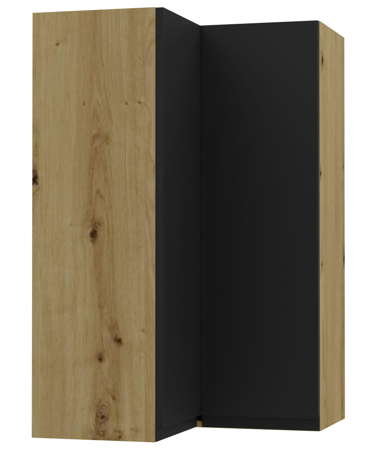 Feldmann-Wohnen Eckhängeschrank Schwarz, Eiche Artisan 60x96x60 cm