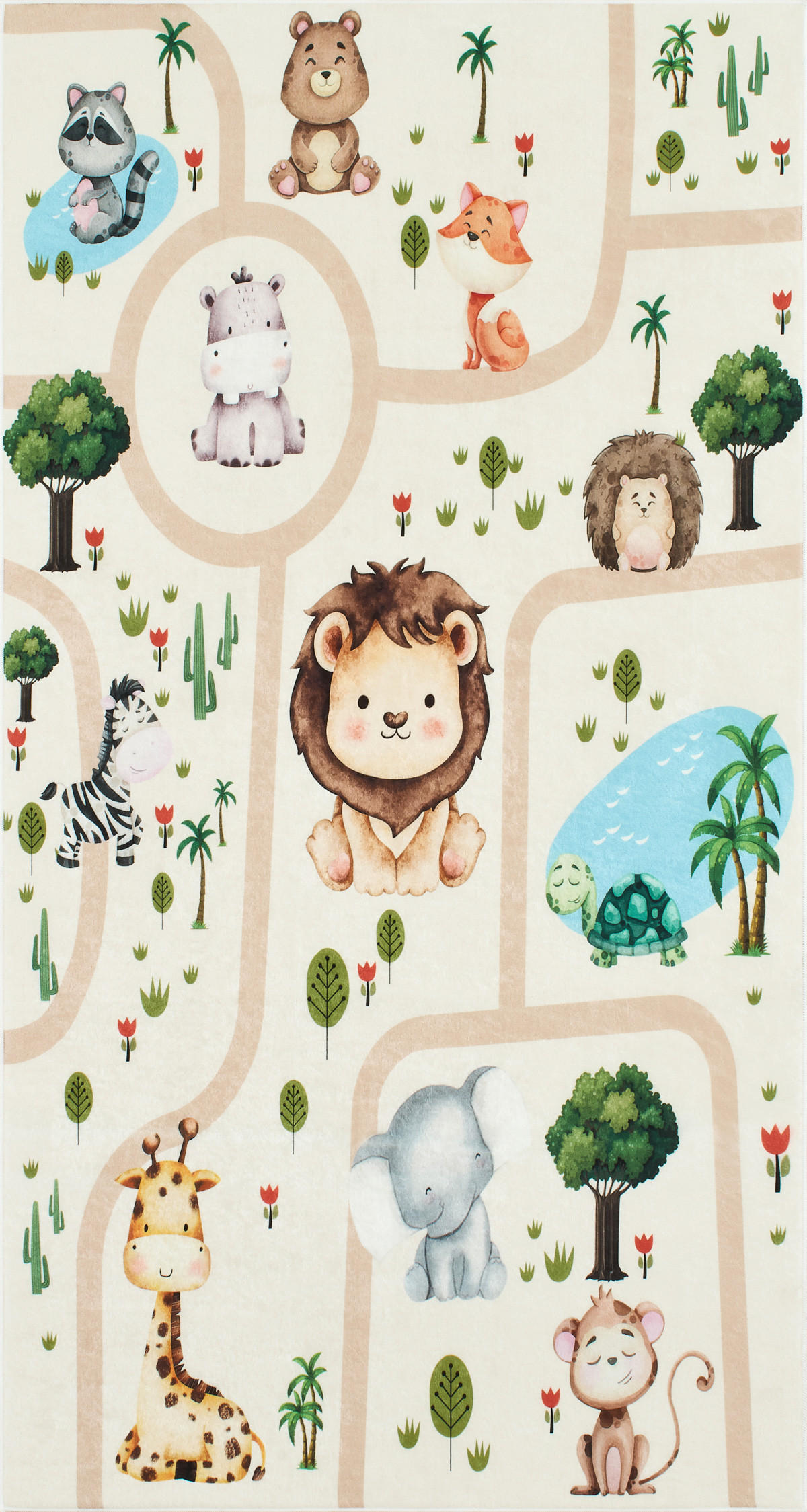 KINDERTEPPICH mit Zoo-Motiv Happy 80x150 cm - Beige, Textil (80/150cm) - Nazar Rugs