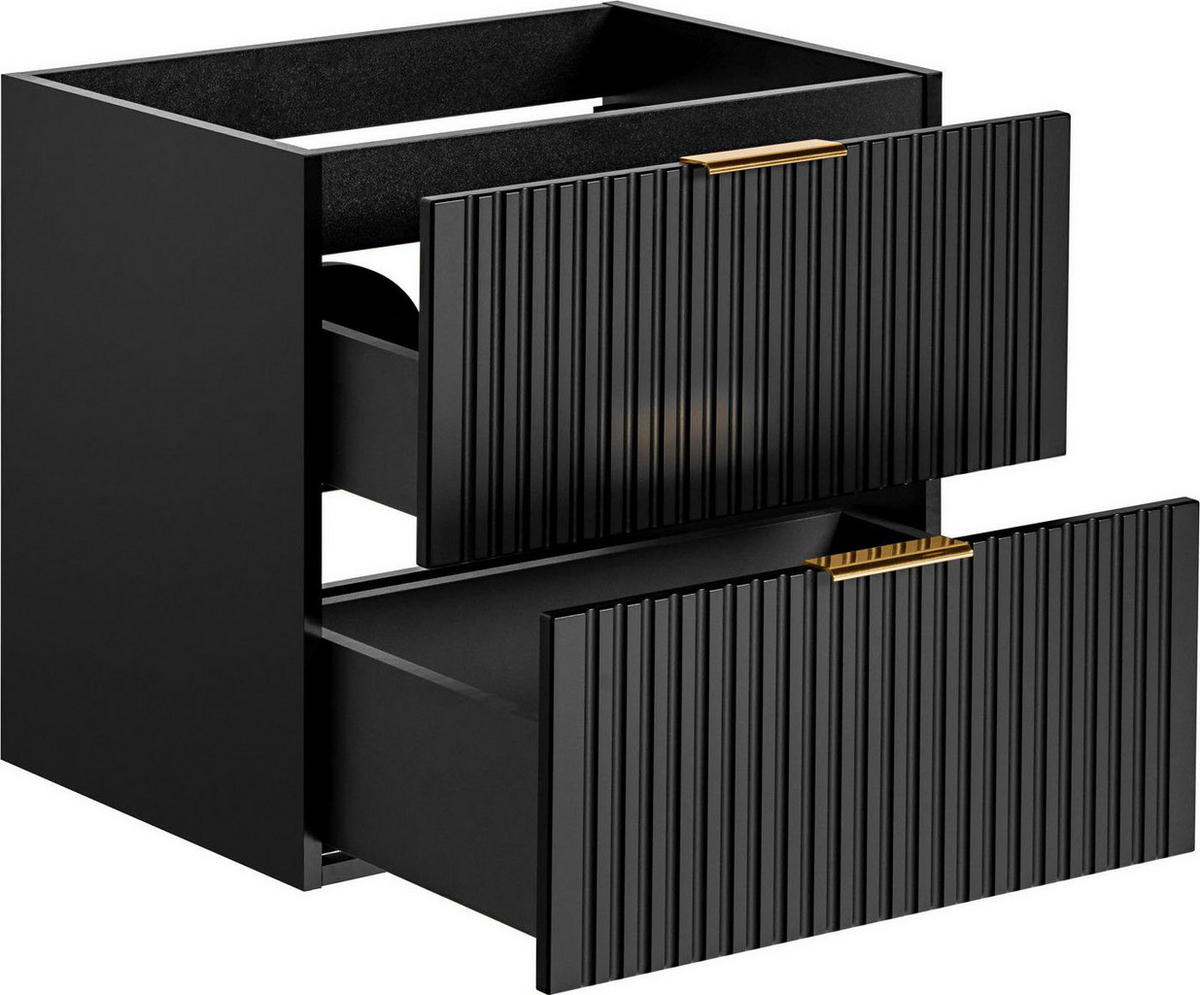 WASCHBECKENUNTERSCHRANK Niva hängend mit Rillenfronten in Schwarz, 60/57/46 cm - Multicolor/Schwarz, Holzwerkstoff/Kunststoff (60/57/46cm) - WFL GROUP