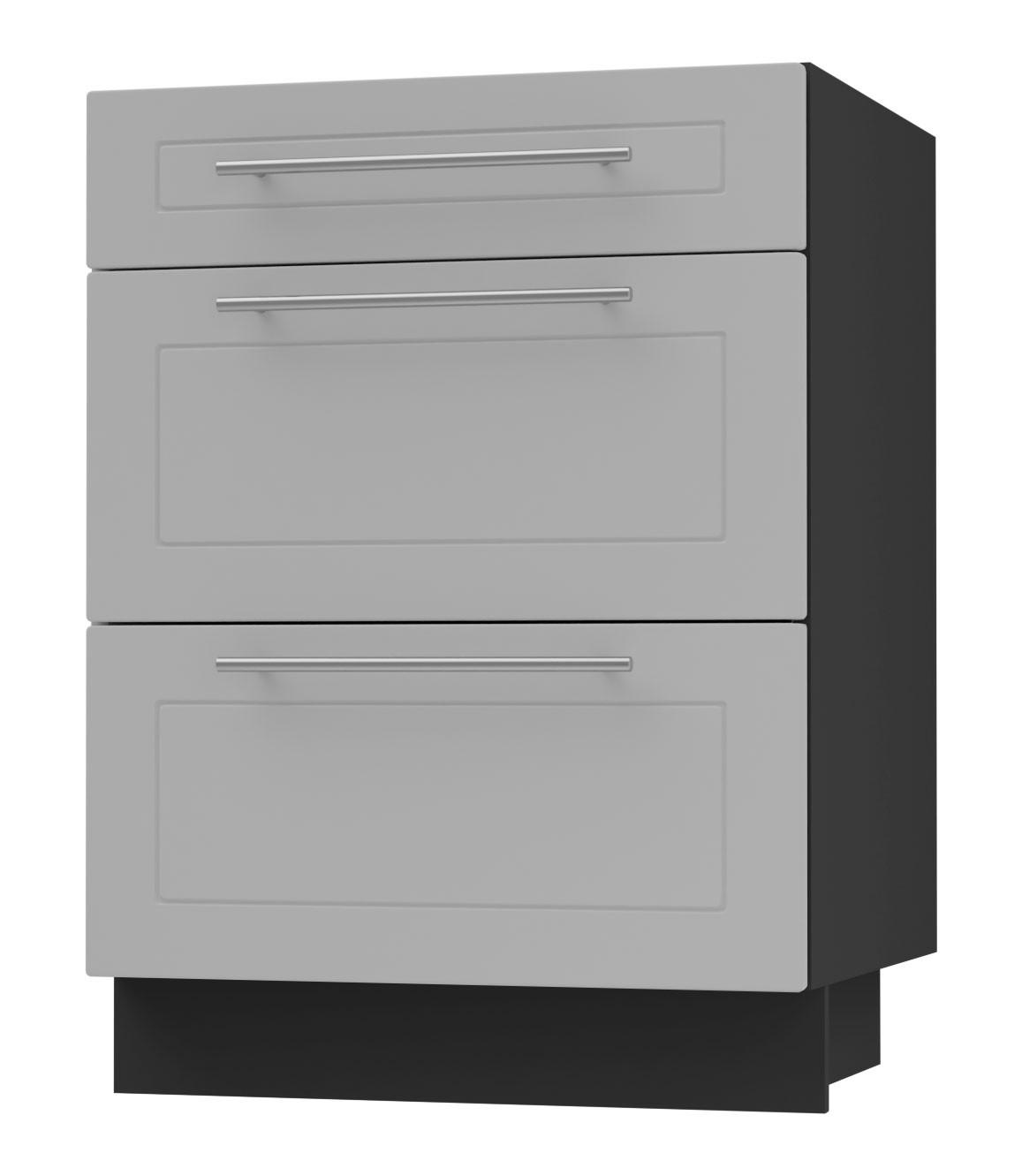 SCHUBLADENUNTERSCHRANK Kvantum D3M/60 60 / 50 / 82cm - Schwarz/Grau, Holz/Holzwerkstoff (60/82/50cm) - Feldmann-Wohnen