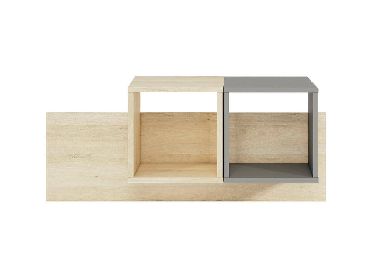 WANDREGAL Drop grau / Fjord Buche 92 / 22 / 42cm - Braun/Grau, Holz/Holzwerkstoff (92/41/22cm) - Feldmann-Wohnen