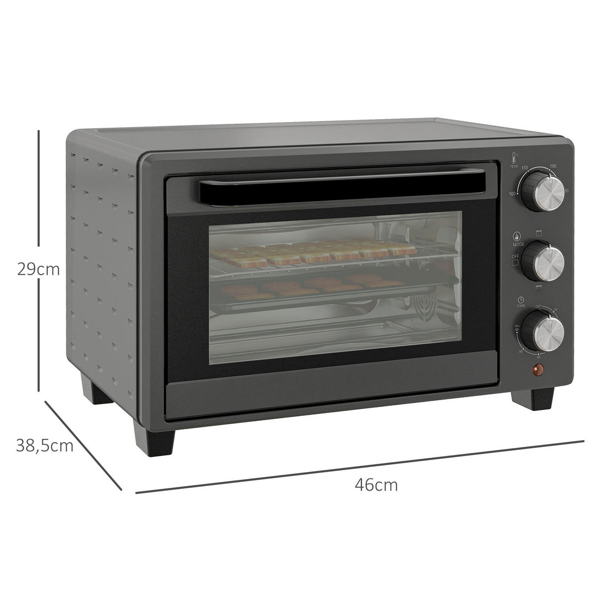 MINIBACKOFEN Grau - Grau, Metall (46.4/38/28.5cm) - HOMCOM