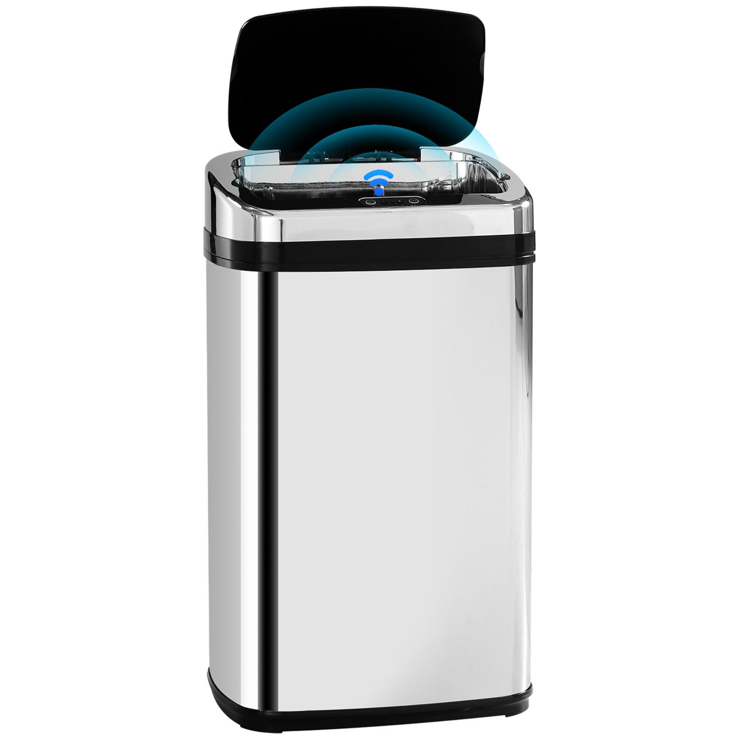 MÜLLEIMER MIT SENSOR 30L 33/25/58 cm Edelstahl Silber Automatischer Abfalleimer Küche - Silberfarben, Metall (25/58/33cm) - Rolipo