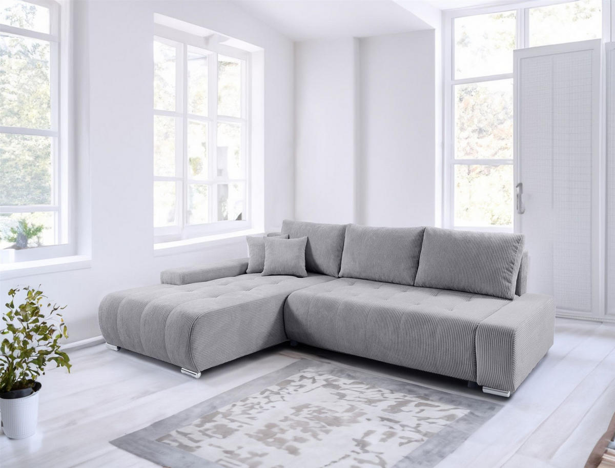 ECKSOFA Vogar In Poso - Hellgrau, Holzwerkstoff/Textil (265/185cm) - Fun Möbel