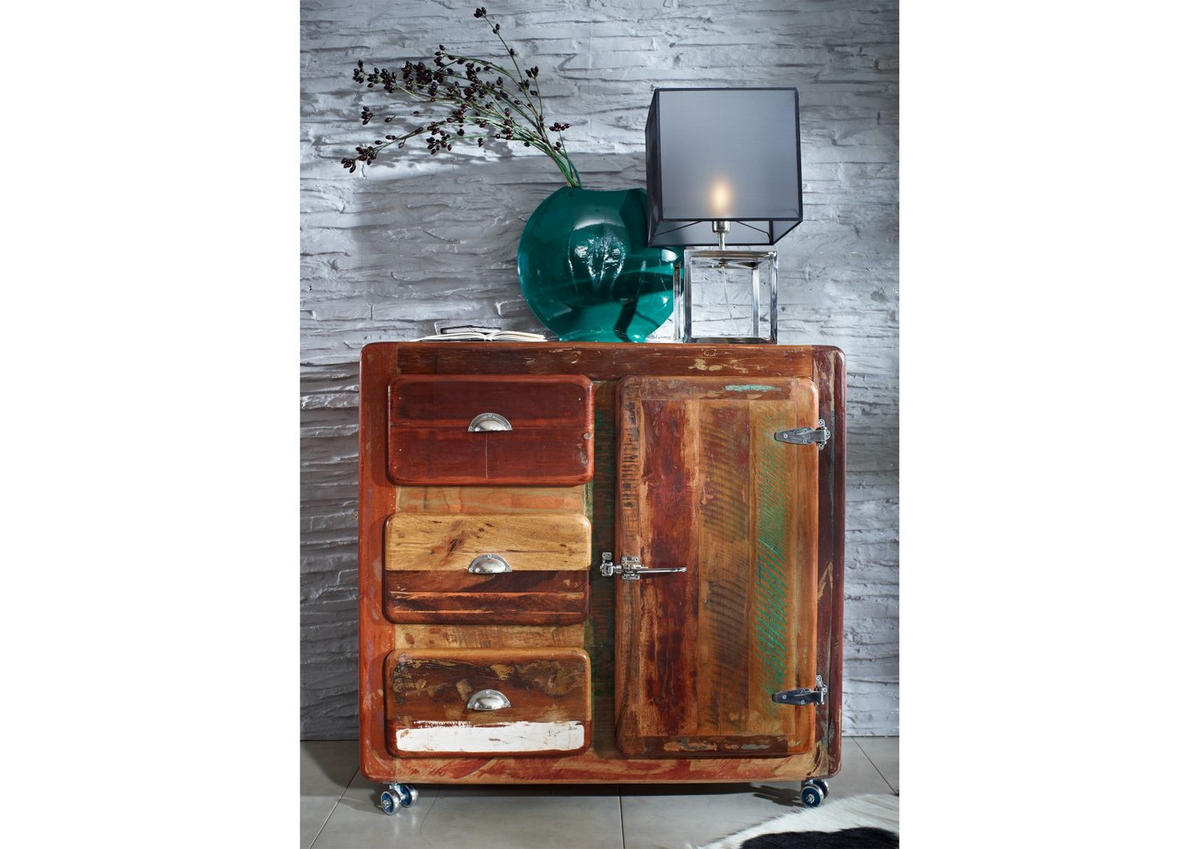 KOMMODE Altholz 100x40x90 mehrfarbig lackiert FREEZY #08 - Multicolor, Holz (100/90/40cm) - Massivmoebel24