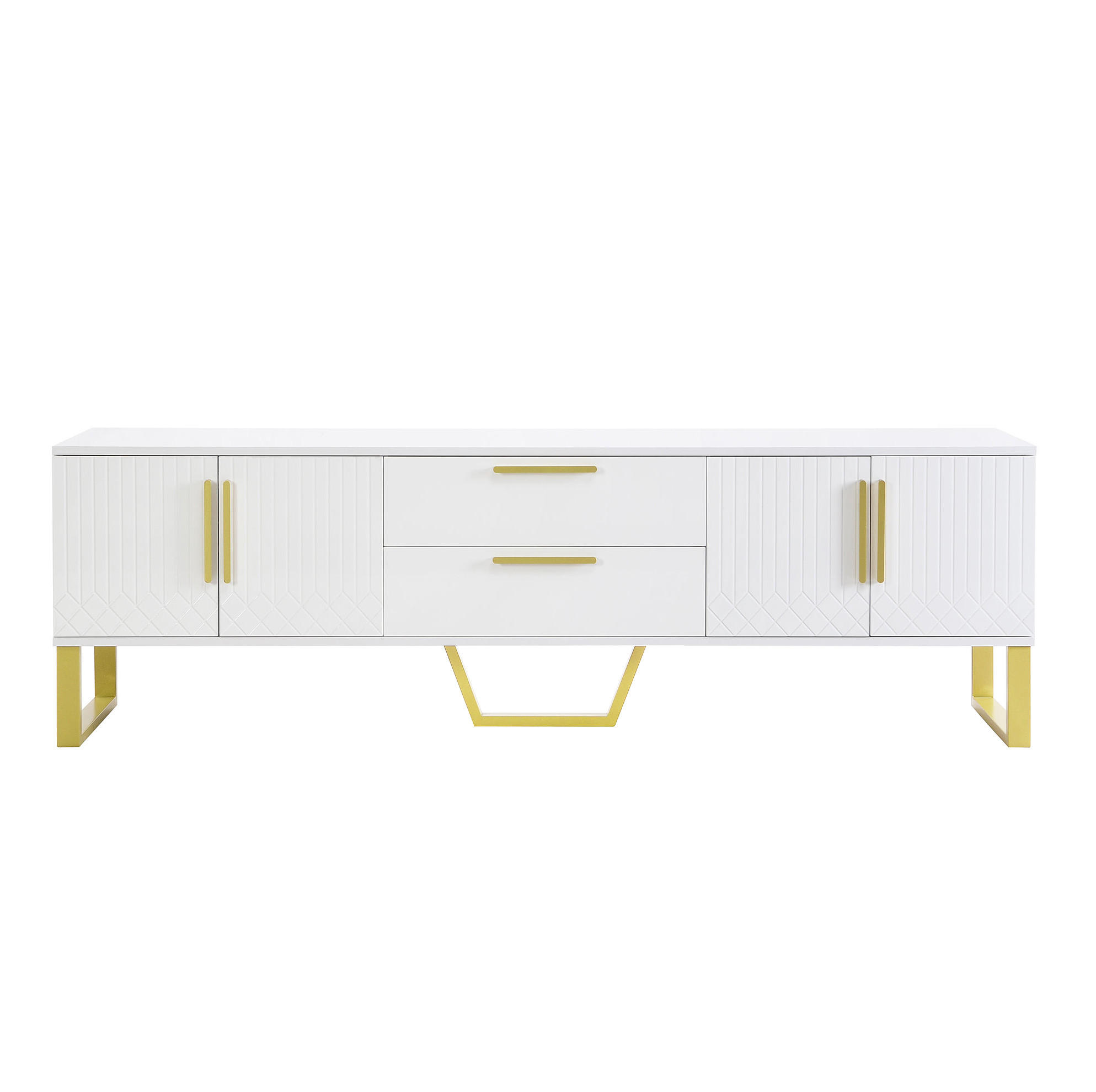TV-SCHRANK 170/40/53,5 cm mit 4 Türen, 2 Schubladen und Kabelöffnung, MDF Hochglanz, Weiß - Weiß, Holzwerkstoff (170/53.5/40cm) - Redom