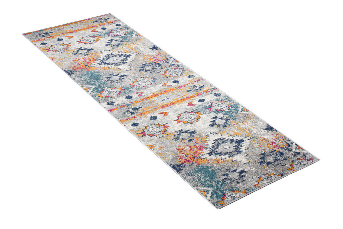 TEPPICHLÄUFER LAZUR Weiß Dunkelblau 70/100 cm - Dunkelblau, Textil (70/100cm) - Tapiso