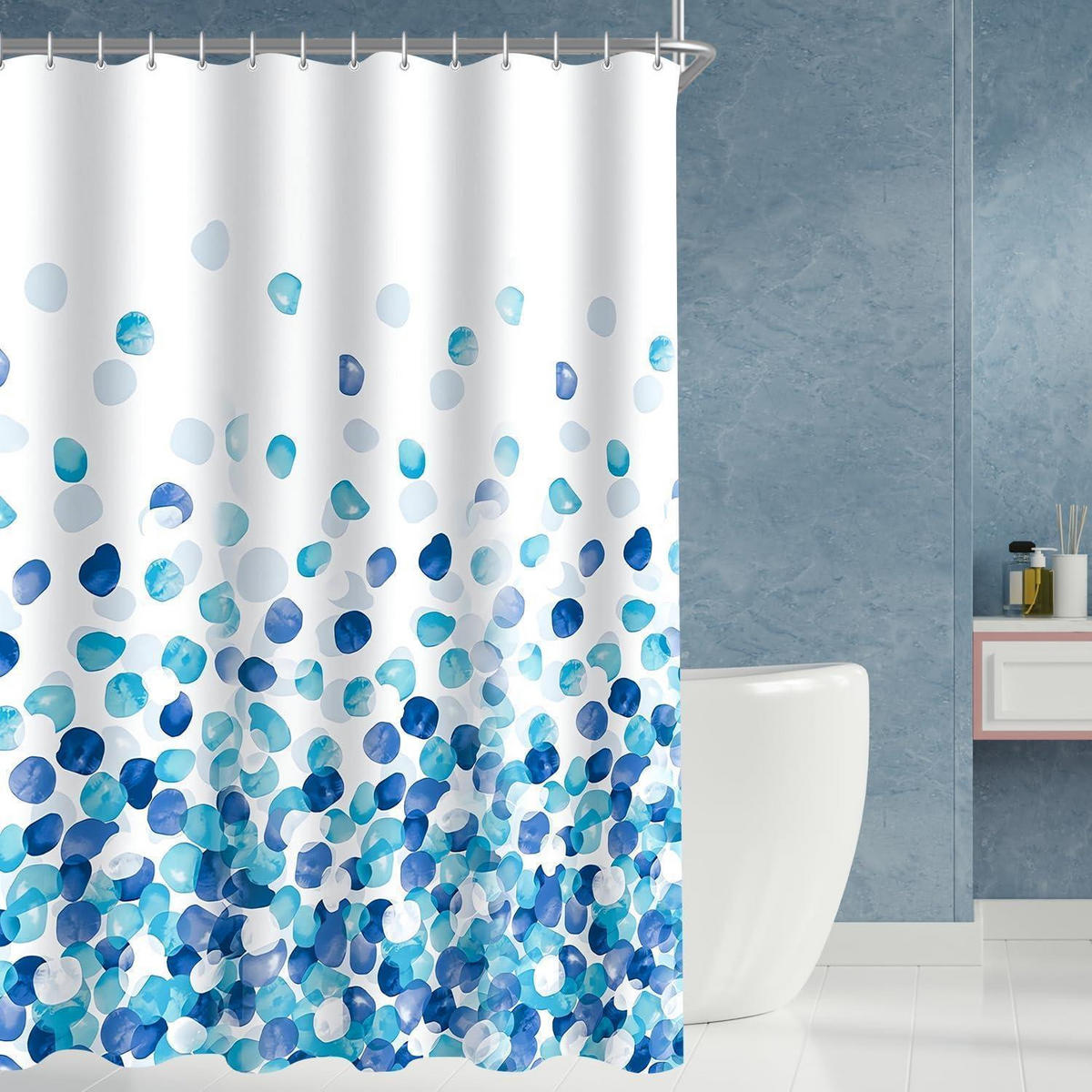 DUSCHVORHANG Blaue Blütenblätter 240 x 200 cm - Multicolor, Textil (240/200cm)