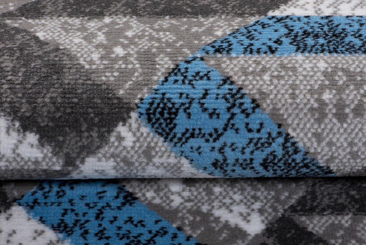 TEPPICH MAYA Blau Geometrisch Streifen Meliert 140/200 cm - Blau, Textil (140/200cm) - Tapiso