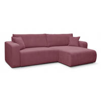 ECKSOFA NELLIO Cord Dunkelrosa 145 cm L-Form beidseitig - Koralle/Dunkelrosa, Kunststoff/Textil (145/245cm) - Homebook