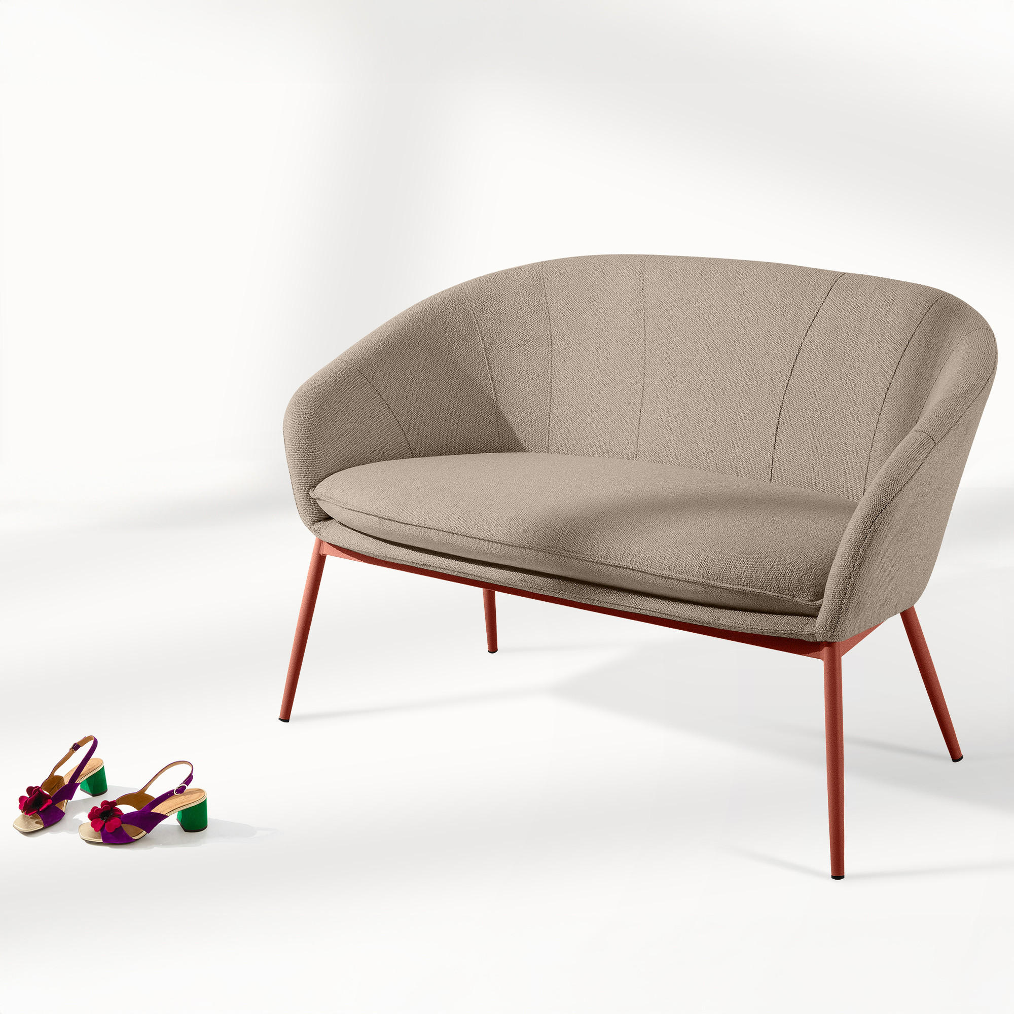 GARTENSOFA SOLIS - Hellbraun, Textil/Metall (118/76/66cm) - KONSIMO®