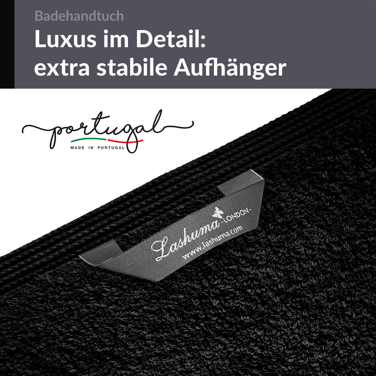 BADETUCH London Schwarz 2er Set 100x150 - Schwarz, Textil (100/150cm) - Lashuma