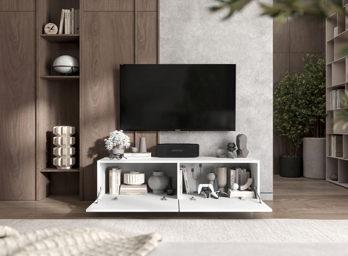 TV-SCHRANK Enjoy Weiß matt Loft 120 cm - Weiß, Holzwerkstoff (120/37/35cm) - Meble Lindner