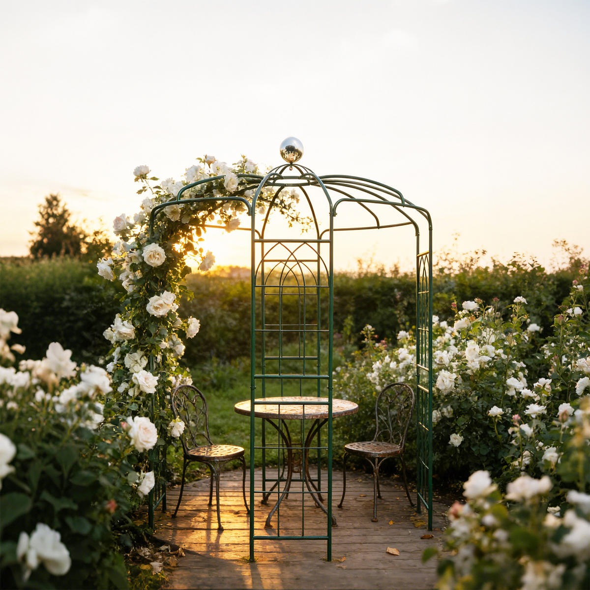ROSENPAVILLON - Grün, Metall (206/290/206cm) - Relaxdays