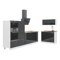 KUHINJA Fame-Line, Antracit z visokim sijajem/Bela, 380 cm, DP Hrast - bela/antracit, leseni material (380/153.6/60cm) - Vicco