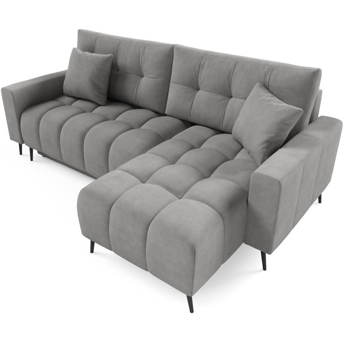 ECKSCHLAFSOFA Denver im Veloursstoff, Grau - Schwarz/Grau, Textil (232/148cm) - Beautysofa