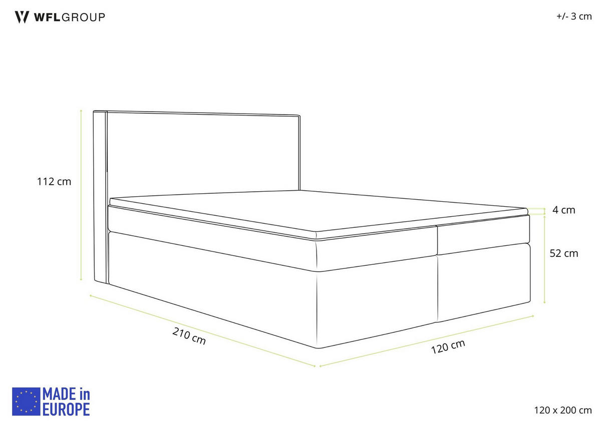 BOXBETT Terra mit Bettkasten, Creme Boucle 120x200 cm – inkl. H3 Matratze und H3 Foam Topper - Beige/Weiß, Holzwerkstoff/Kunststoff (120/200cm) - WFL GROUP