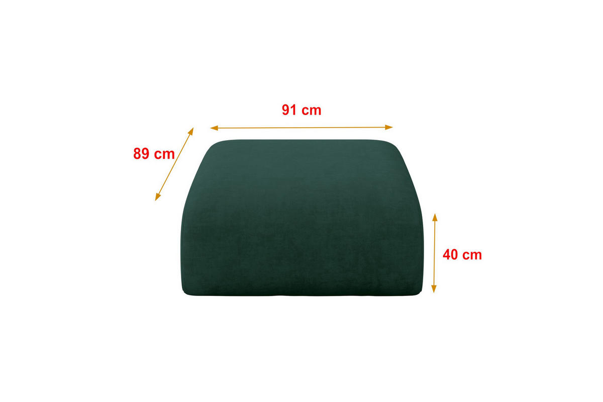 POUF MIRA-PUF 91x89x40 Grün cm Velours Modular Sitzhocker - Dunkelgrün/Schwarz, Holzwerkstoff/Kunststoff (91/40/89cm) - ALTDECOR