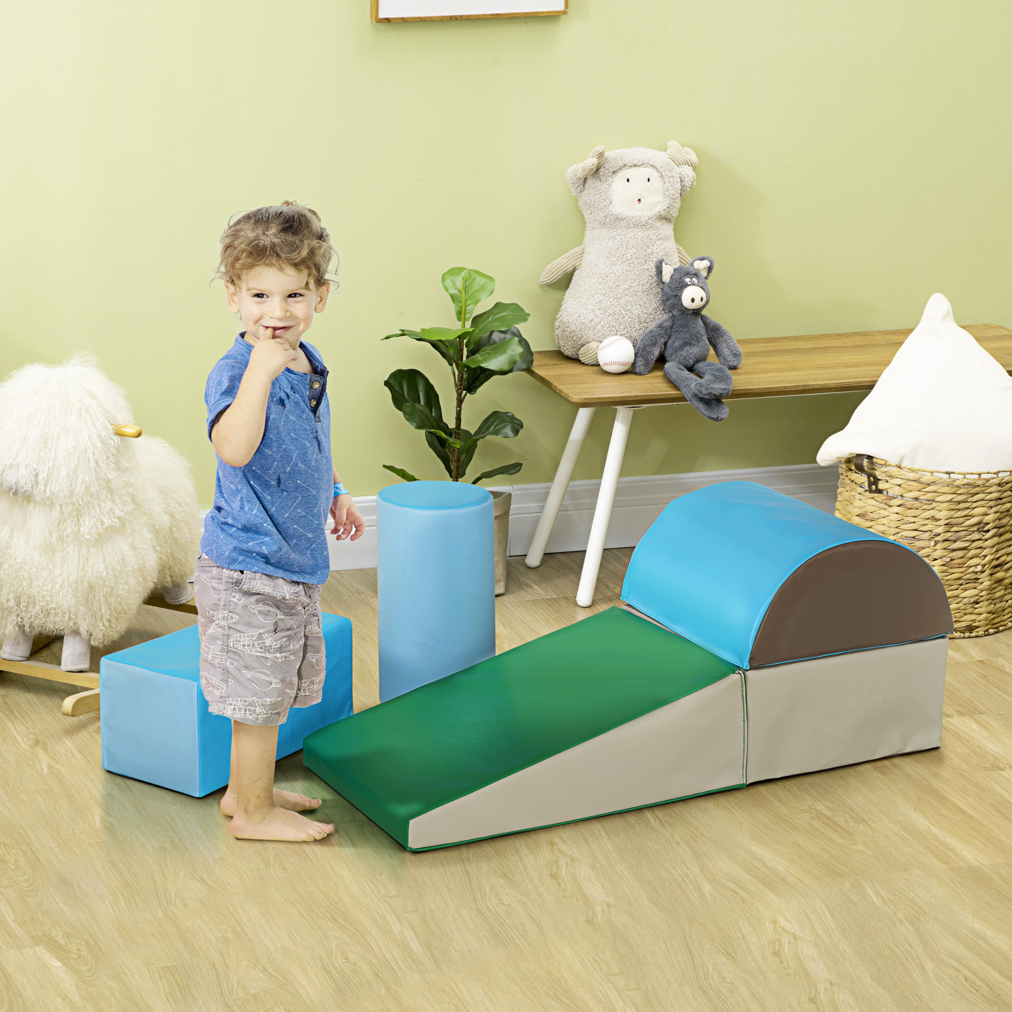 BAUSTEINSET - Blau, Kunststoff (40.6/20.3/40.6cm) - HOMCOM