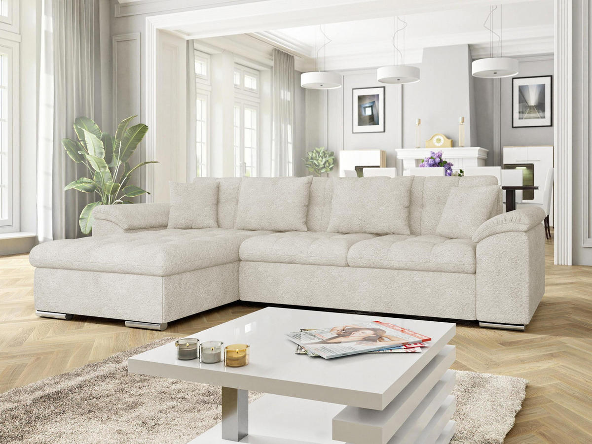 ECKSOFA Diana, Seite: Links - Creme, Holz/Textil (280/160cm) - MIRJAN24