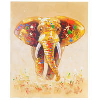 ÖLGEMÄLDE ELEFANT HANDGEMALT Mehrfarbig - Multicolor, Textil (80/100cm) - MCW