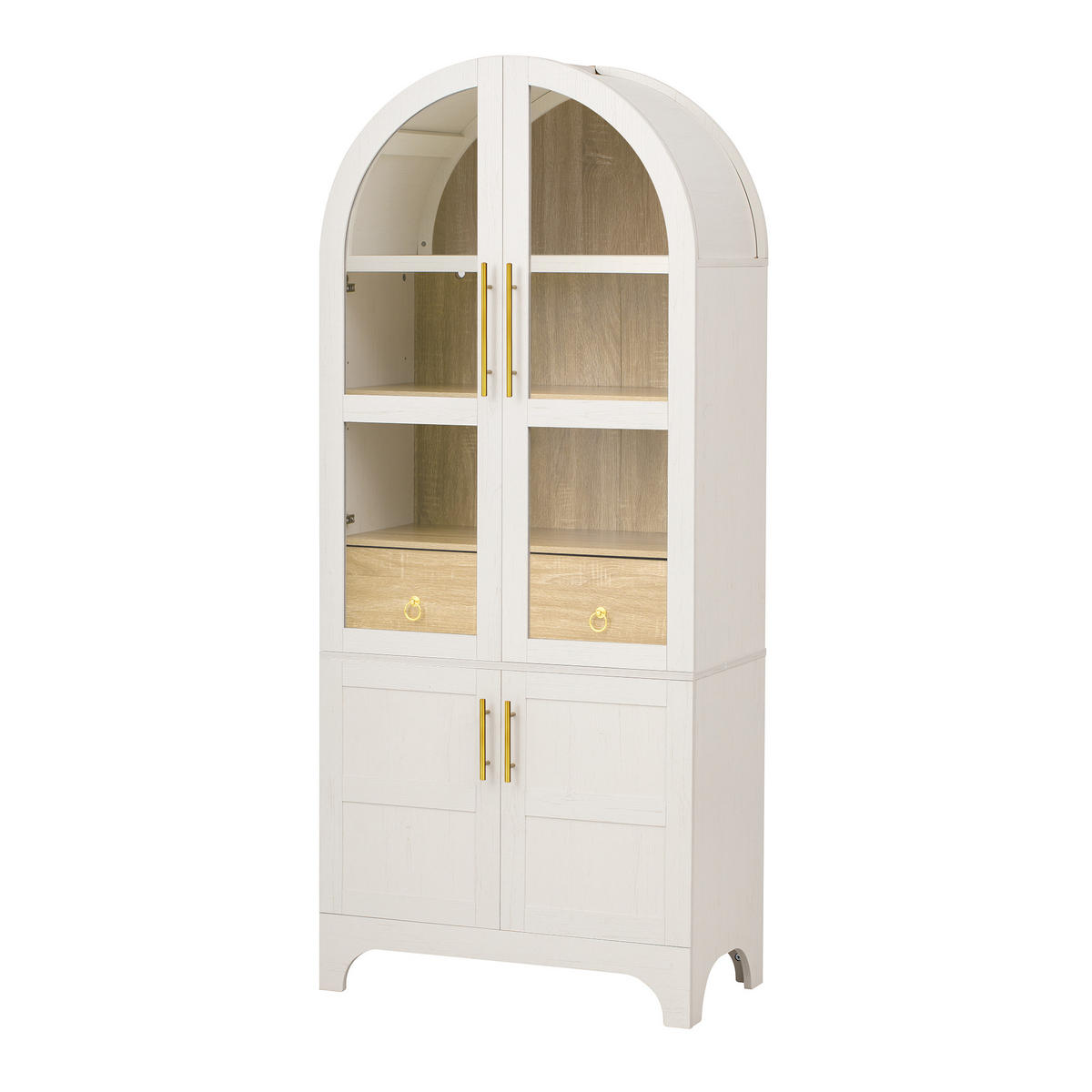 HIGHBOARD mit Riffelglas & Schubladen 180cm - Weiß, Holzwerkstoff (76/180/40cm) - Urban Meuble