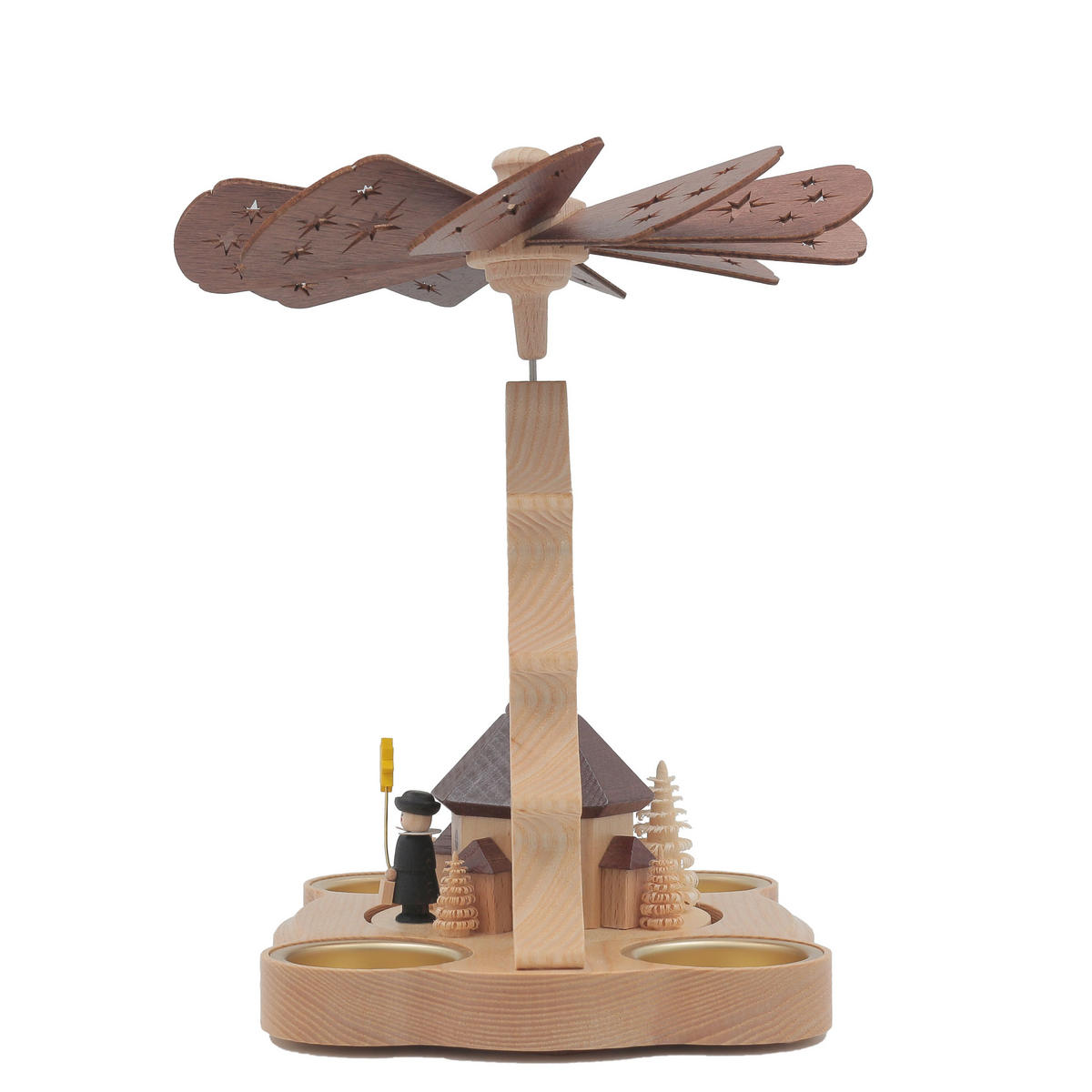 PYRAMIDE Seiffner Kirche für 4 Teelichter 14/18/22 cm - Multicolor, Holz (14/22/14cm)