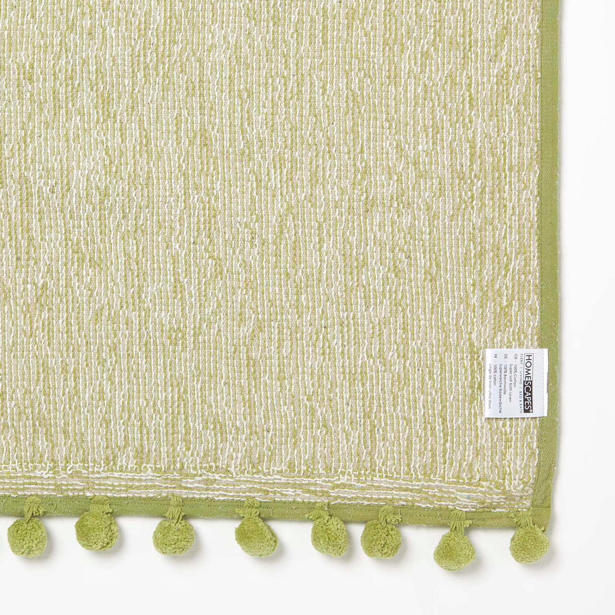 BADEMATTE Pompons 50/80 cm, Baumwolle - Grün, Textil (50/80cm) - Homescapes