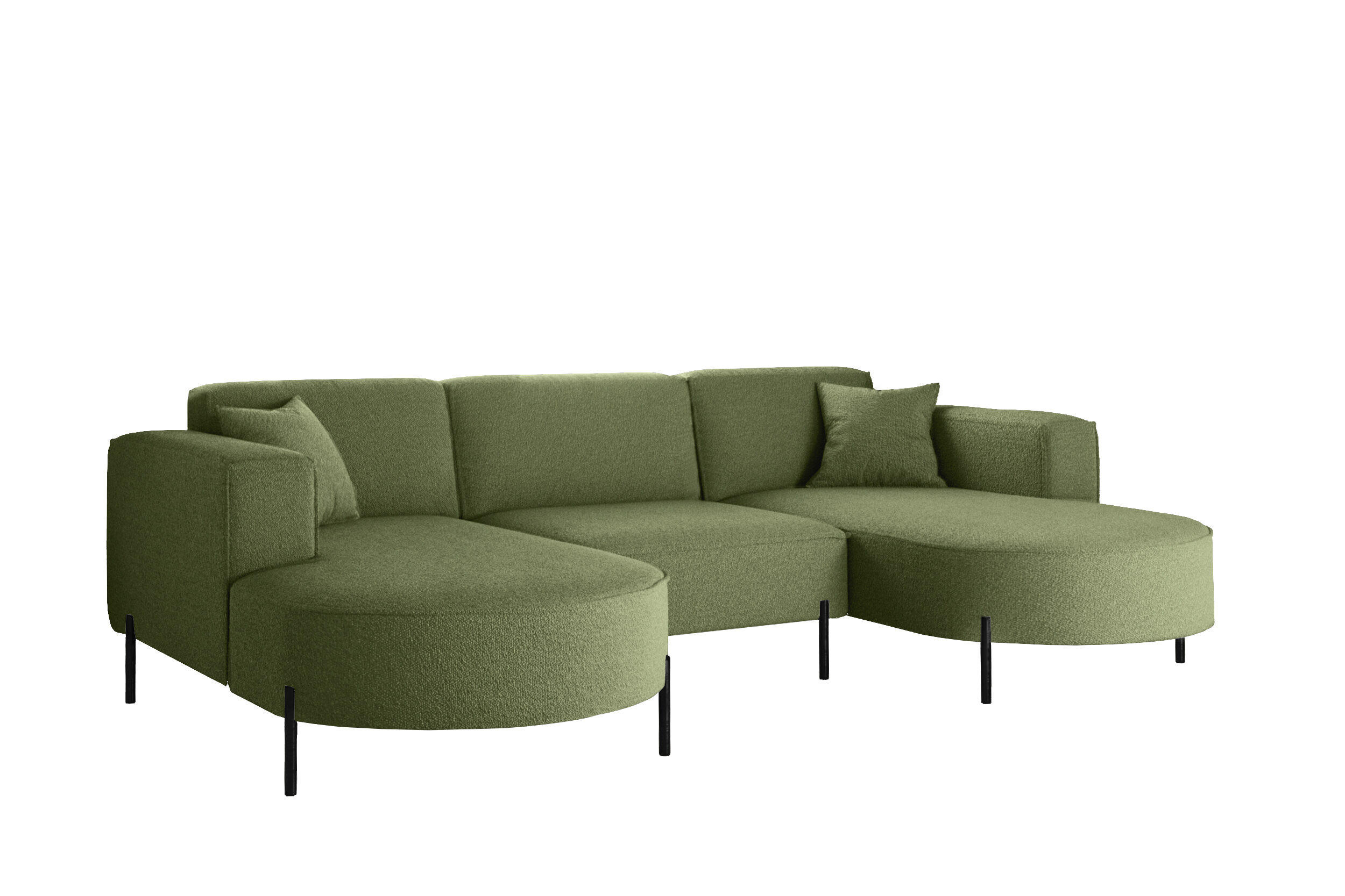 ECKSOFA Designer Modena U Rein stoff Quelle Olive - Olivgrün, Holz (165/299cm) - Kaiser Möbel
