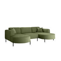 ECKSOFA Designer Modena U Rein stoff Quelle Olive - Olivgrün, Holz (165/299cm) - Kaiser Möbel
