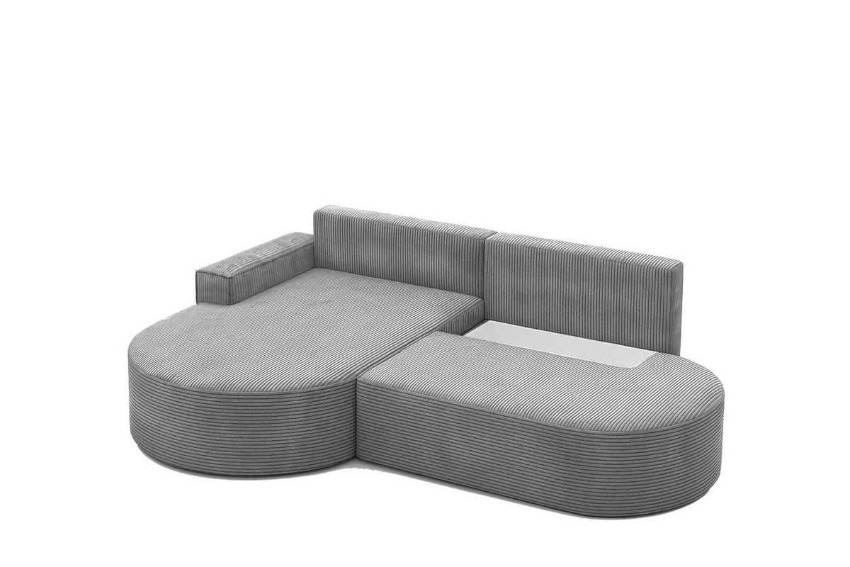 ECKSOFA mit Schlaffunktion und Bettkasten Modena Runden stoff Poso Silber Links - Silberfarben, Holz/Textil (179/278cm) - Kaiser Möbel