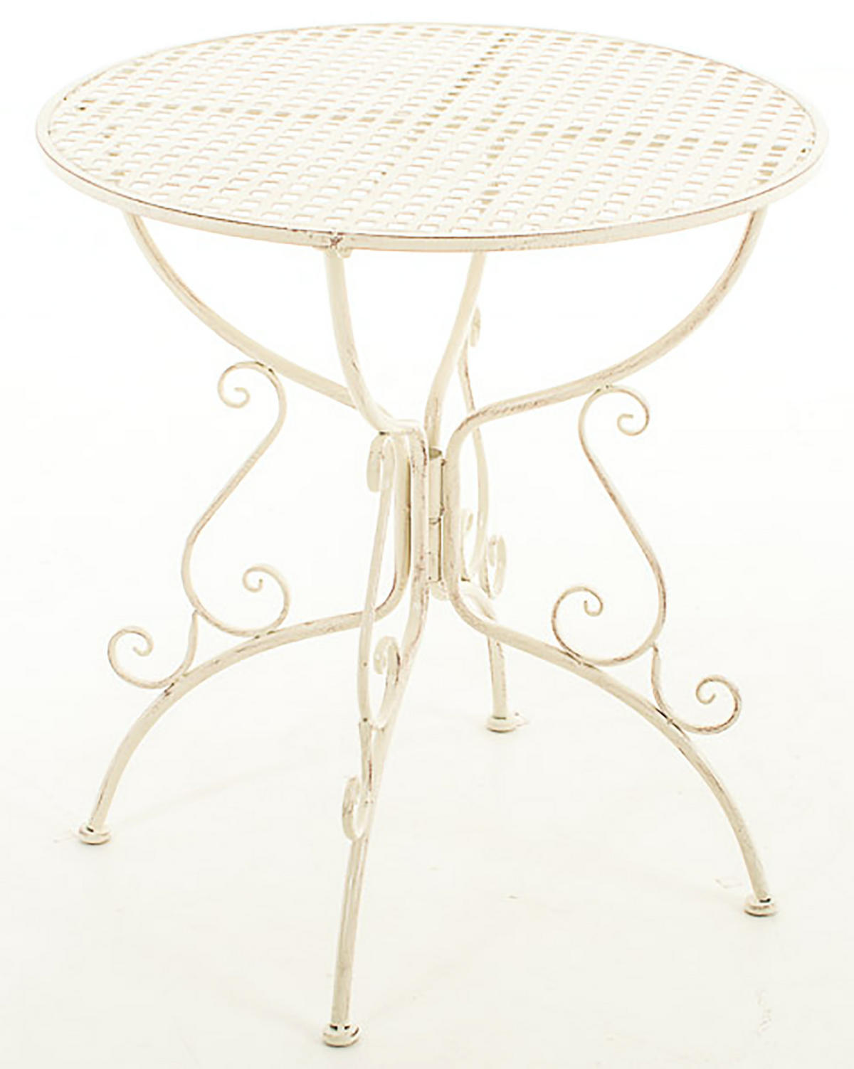 GARTENBEISTELLTISCH rund Ø70 cm Metall antik-creme - Creme, Metall (70/70/74cm) - CLP