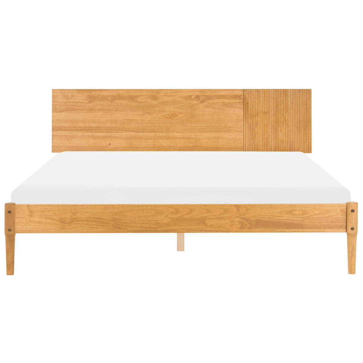 SPALNI KOMPLET borov les 180/200 cm svetlo rjava Flavignac - svetlo rjava/rjava, les (180/200cm) - Beliani
