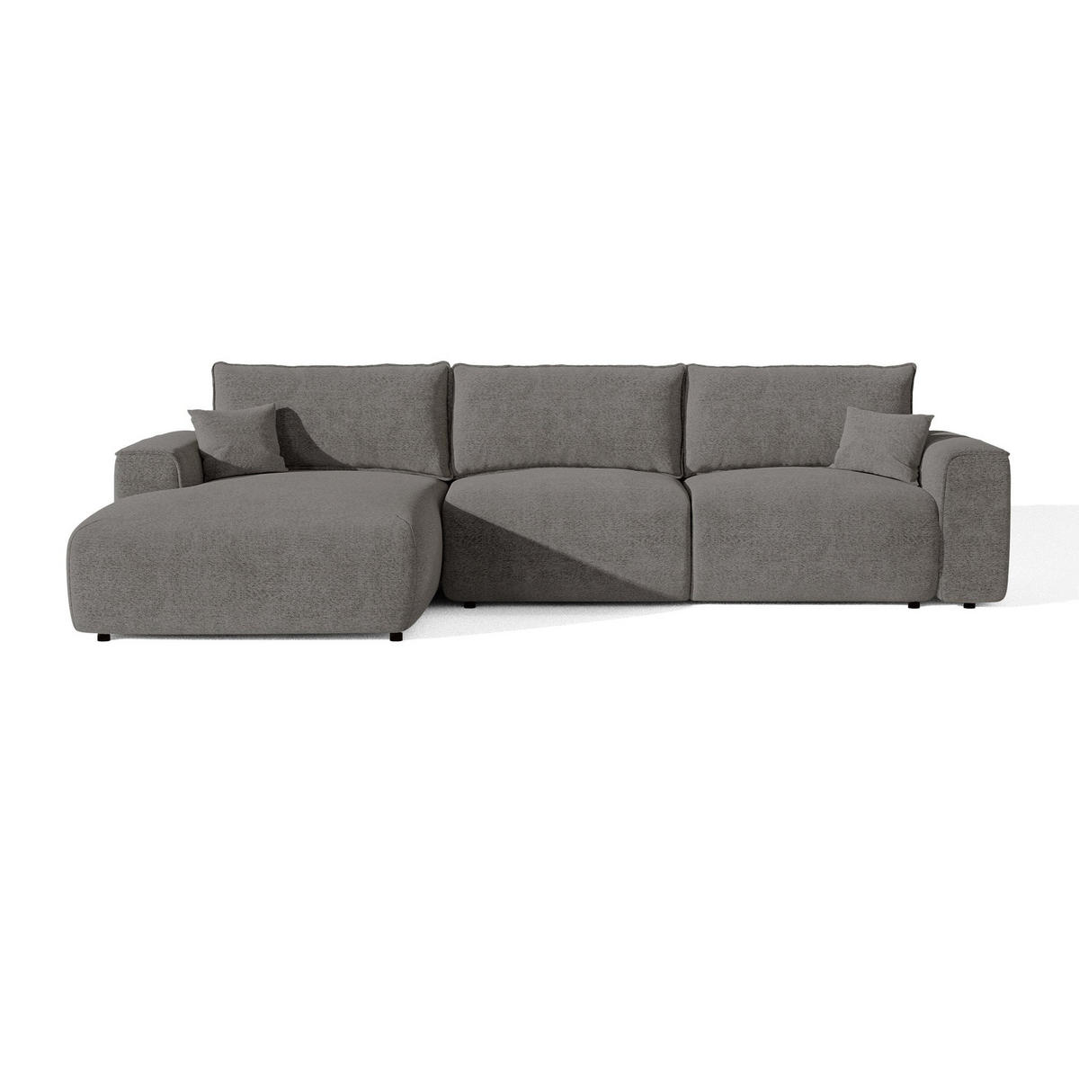SCHLAFSOFA Express COMO Bouclé-Stoff Graphitgrau 300cm - Dunkelgrau/Graphitfarben, Textil (300/165cm) - Premium Interiors