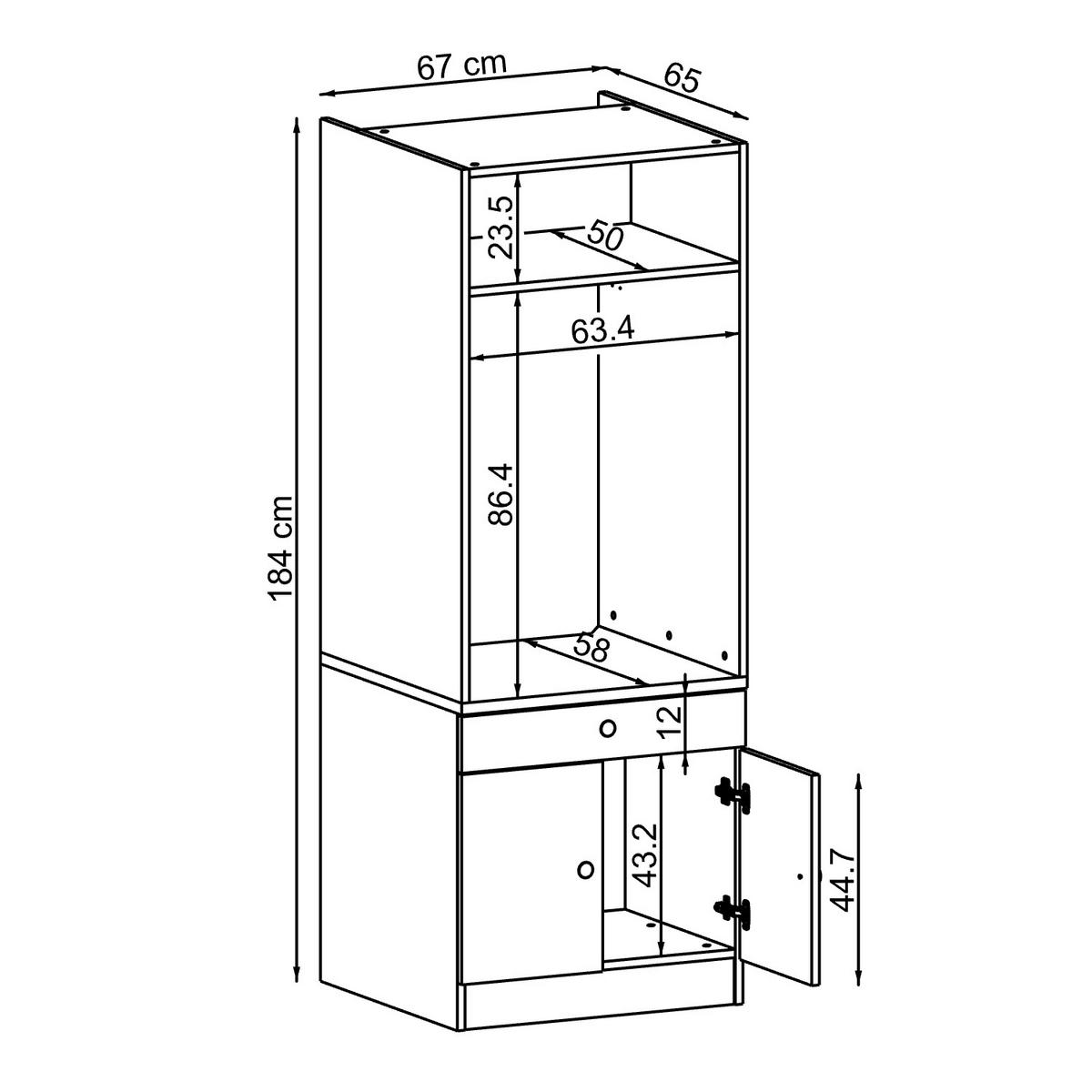 WASCHMASCHINENSCHRANK Serie 1 67cm Breit, 184cm Hoch - Schwarz, Holzwerkstoff (67/184/67cm)