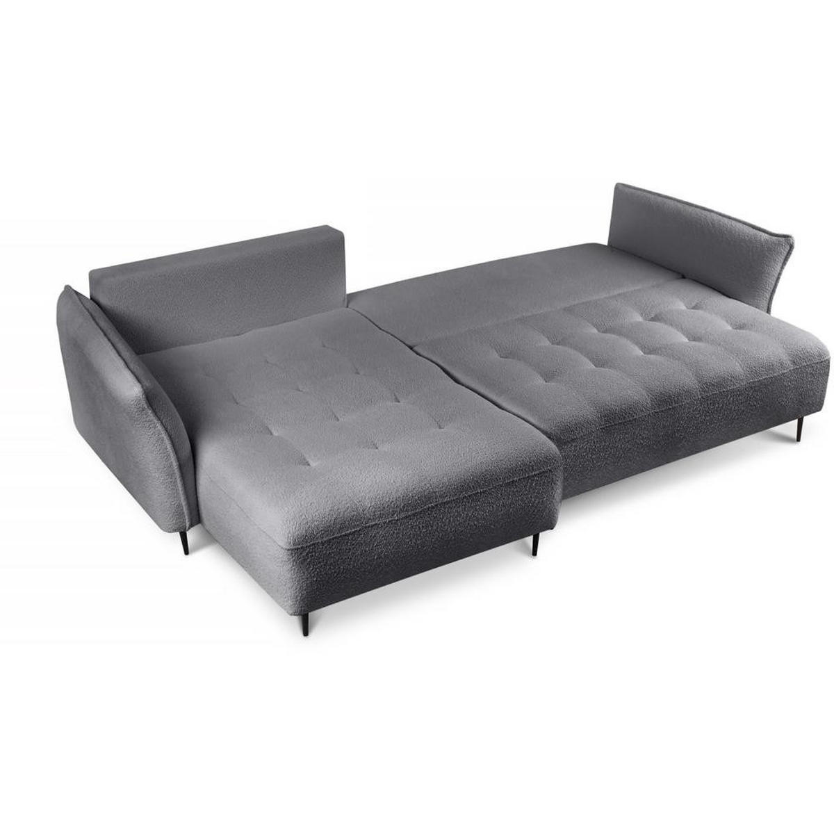 ECKSCHLAFSOFA Bari links dunkelgrau - Dunkelgrau/Schwarz, Textil (276/158cm) - Beautysofa