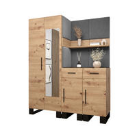 GARDEROBEN-SET 196/158/45,6 - Schwarz/Eiche Artisan, Holz/Kunststoff (158/196/45.6cm) - Abiks Möbel