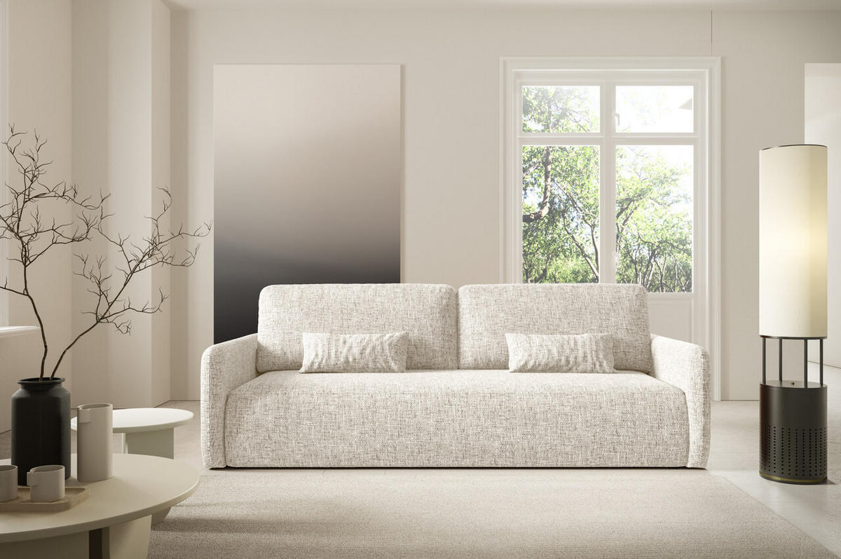 SCHLAFSOFA mit Bettkasten Beige - Beige/Schwarz, Holz/Holzwerkstoff (217/86/102cm) - Furnisell