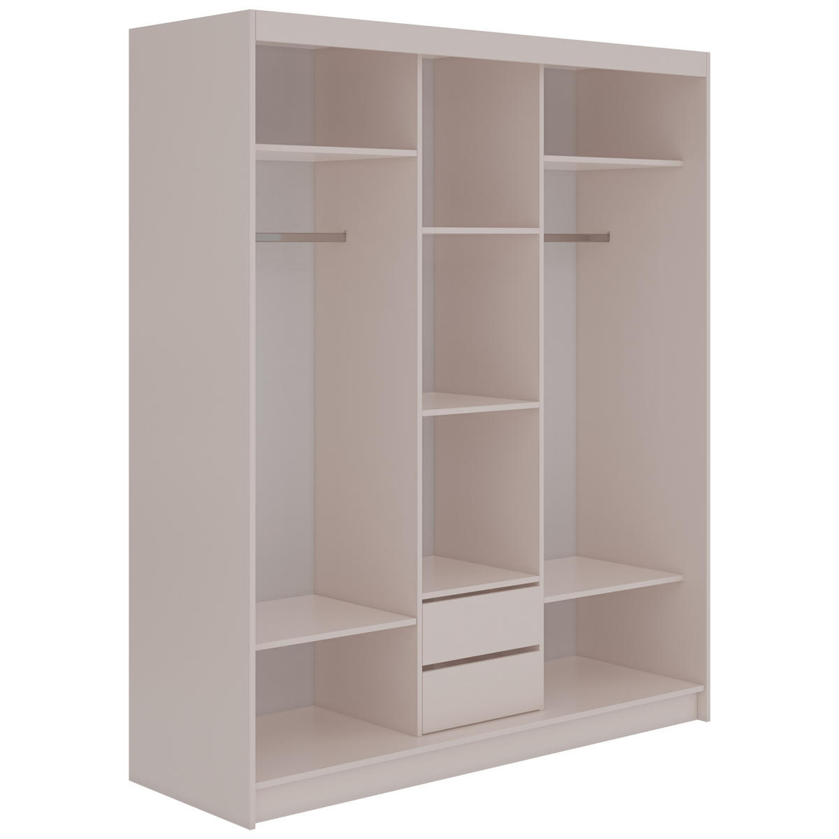 SCHWEBETÜRENSCHRANK mit Schubladen 180 - DUBROWNIK - Kaschmir mit Spiegel - Kaschmir/Alufarben, Holzwerkstoff/Metall (180/216/61cm) - MKS