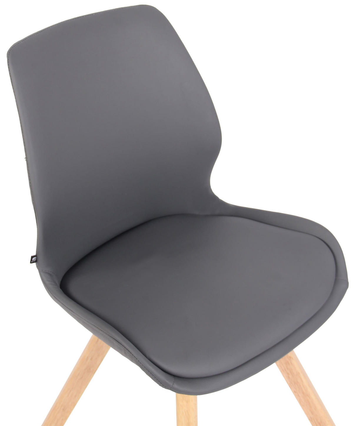 STUHL Lederlook grau - Eukalyptusholzfarben/Grau, Holz/Textil (49/87.5/58cm) - CLP