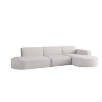ECKSOFA Designer, Sofa L form MODENA 302cm stoff Poso Ecru Rechts - Ecru, Holz (302/296cm) - Kaiser Möbel
