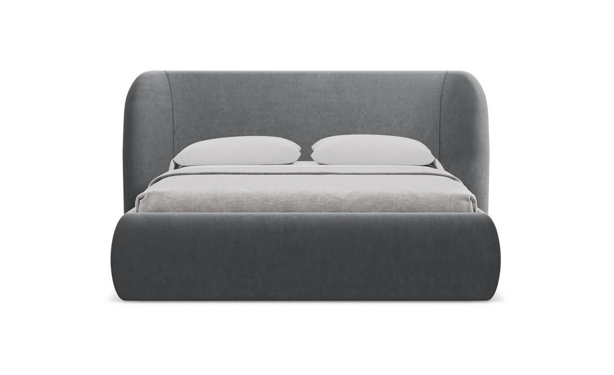 POLSTERBETT mit Bettkasten und Lattenrost 210x215 Grau - Dunkelgrau/Schwarz, Kunststoff/Textil (160/200cm) - Makamii