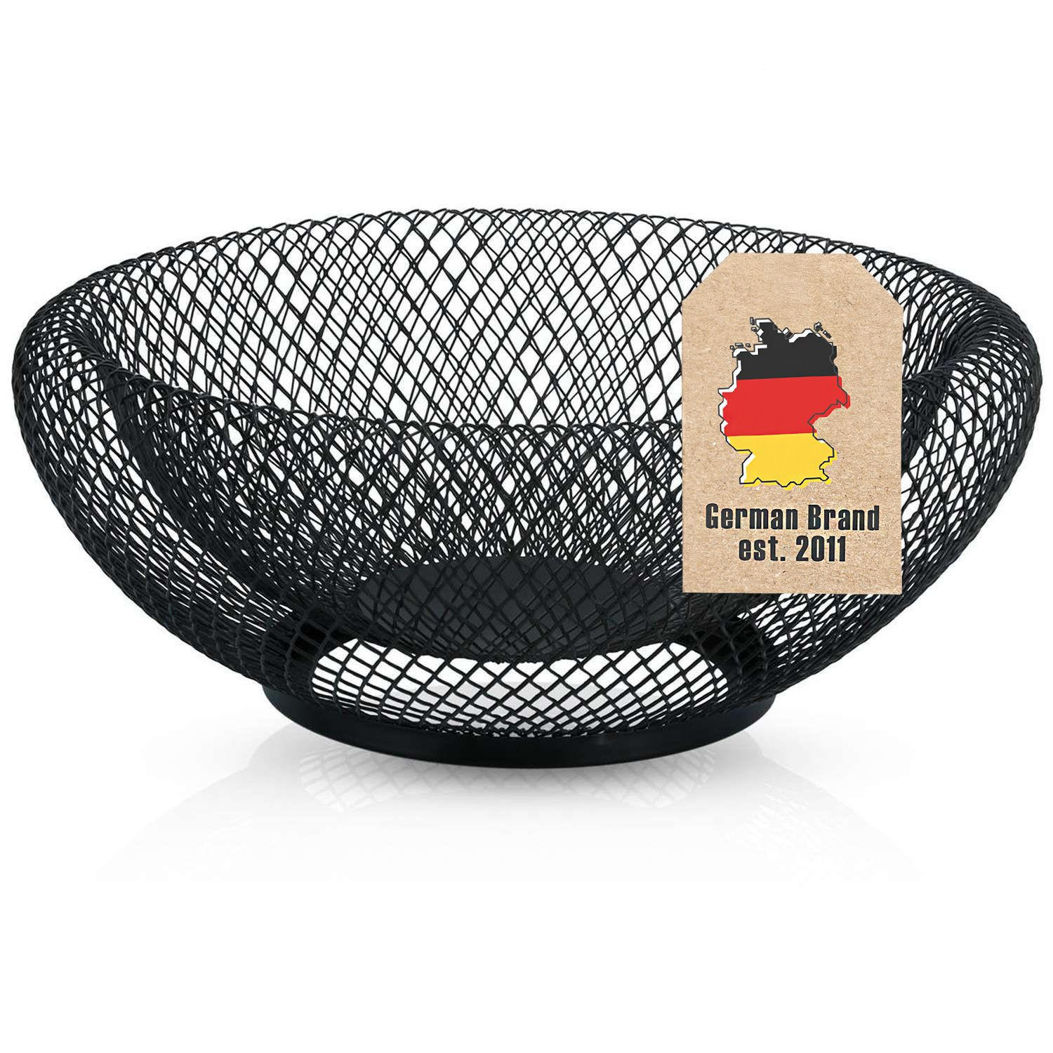 OBSTKORB aus Metall 25/9.8 cm - Schwarz, Metall (9.8cm) - Intirilife