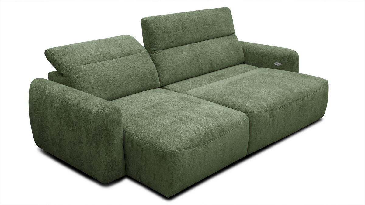 ECKSOFA NERO 4-Sitzer, dunkelgrün - Dunkelgrün/Schwarz, Holz/Textil (272/81/159cm) - Courtois Laville