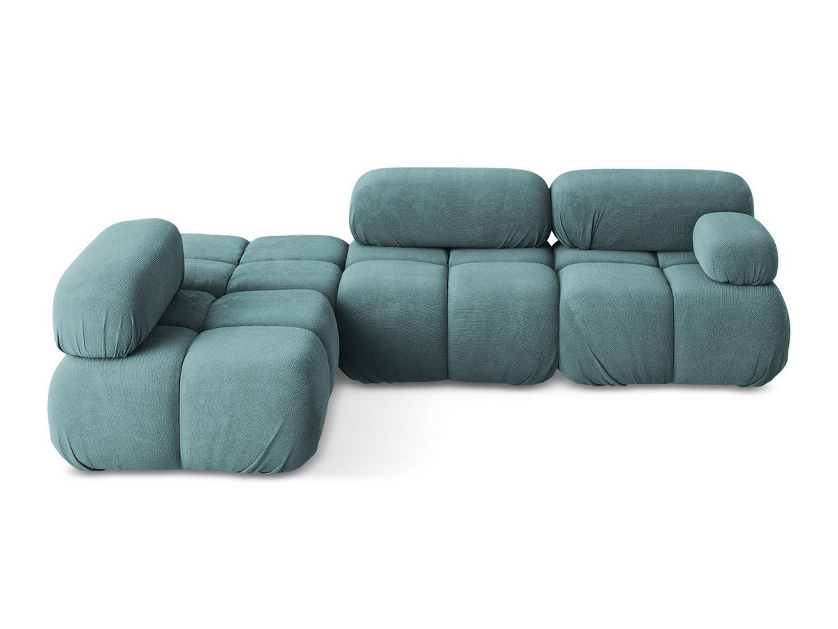 ECKSOFA Links Chenille Stoff Blau - Blau/Beige, Kunststoff/Textil (190/285cm) - Makamii