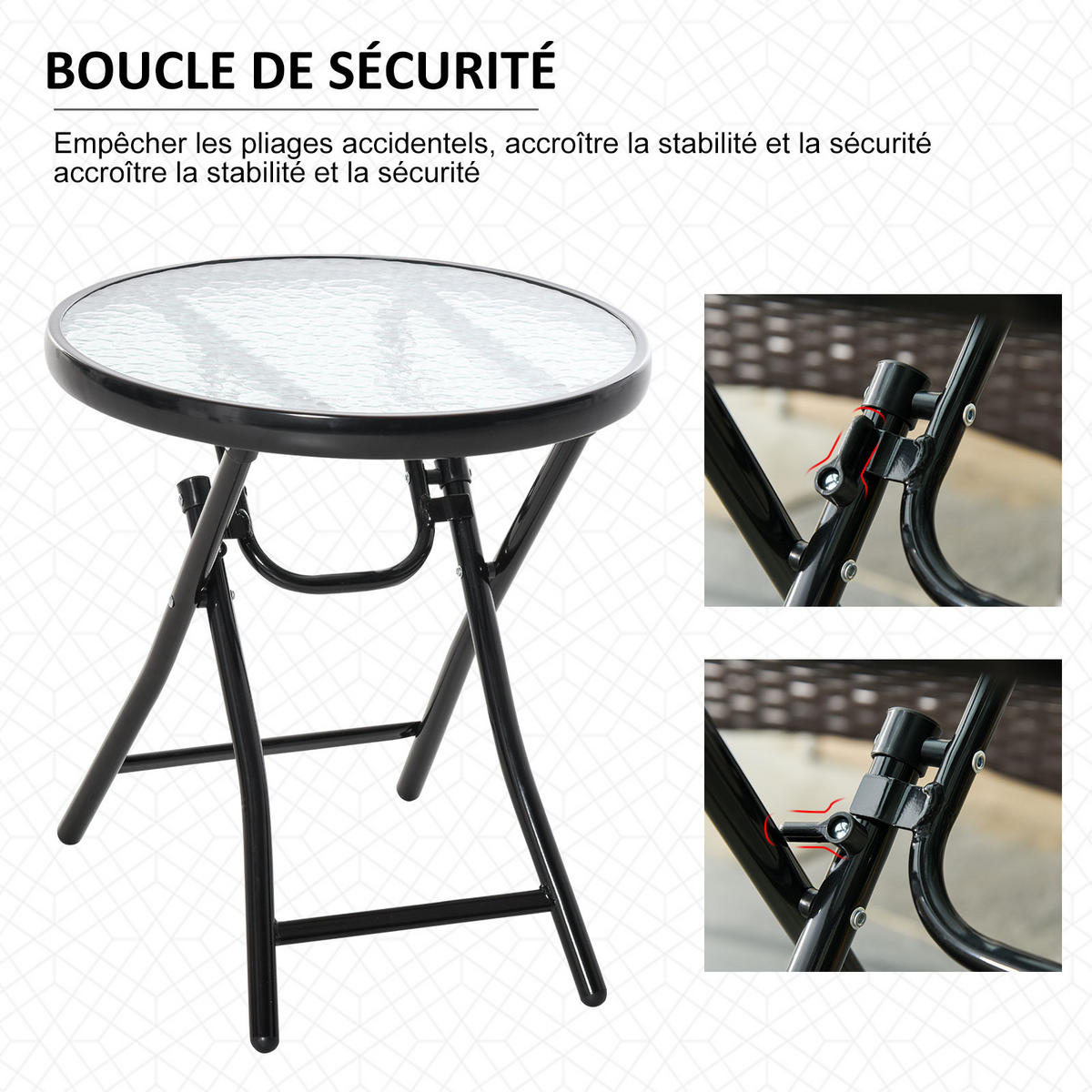BALKONTISCH DE-14233 rund, klappbar, Ø45x50 cm Schwarz - Schwarz, Metall (45/45/50cm) - ComfortXL