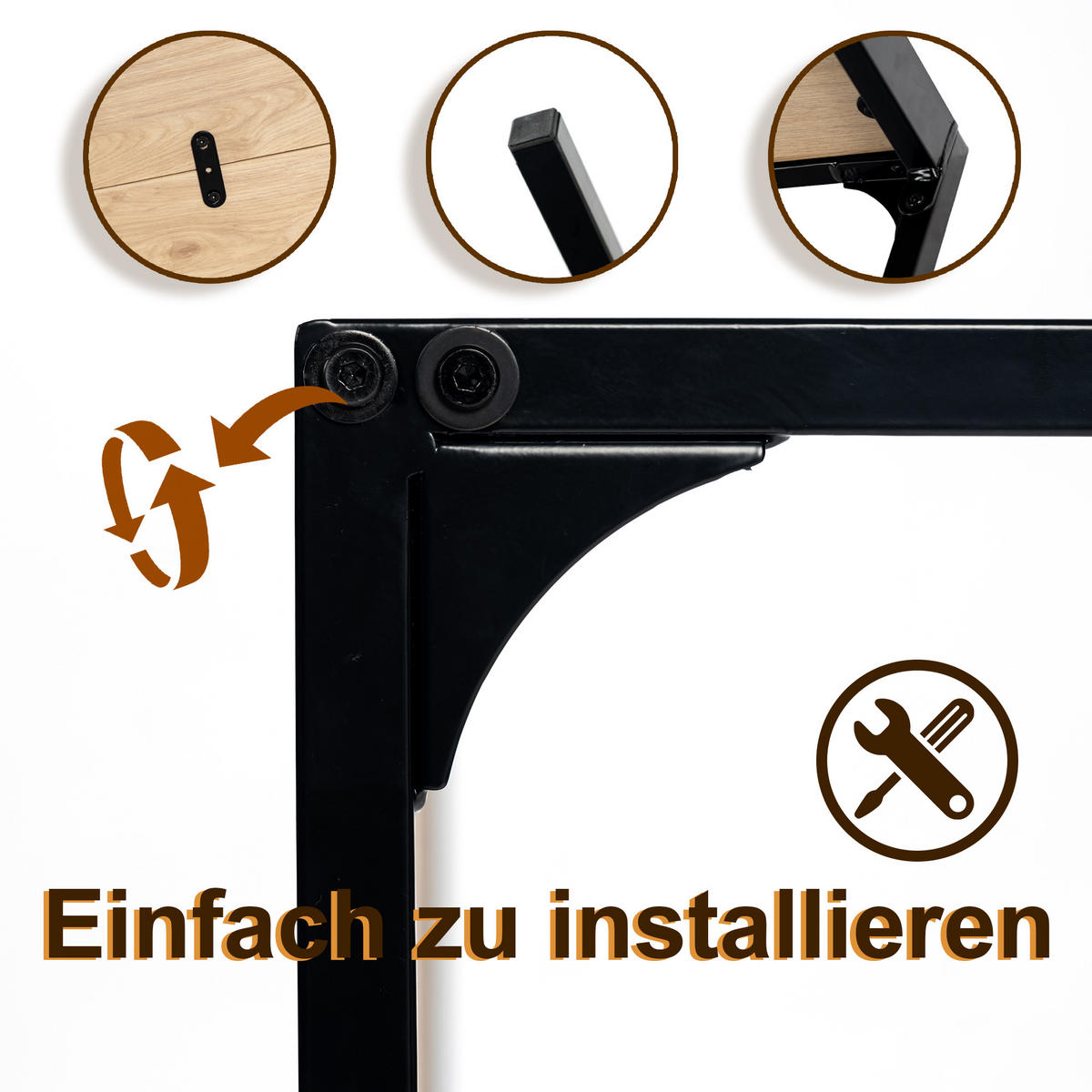 ESSTISCH SET dunkles Holz und Braun - Braun, Holzwerkstoff/Metall (120/75/80cm) - Urban Meuble