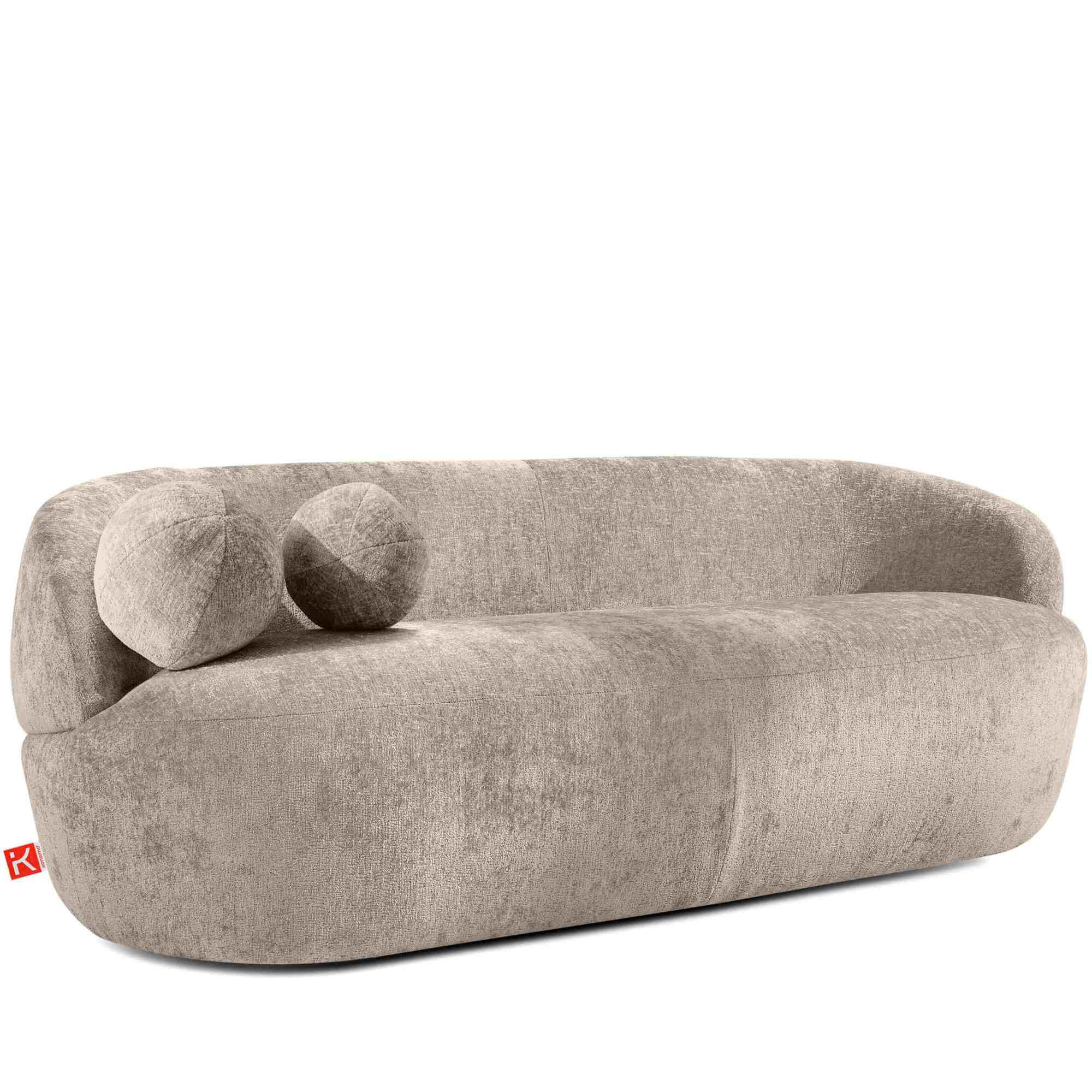 3-SITZER-SOFA NELUM, Chenille-Stoff, Beige - Beige/Schwarz, Holz/Holzwerkstoff (190/68/88cm) - KONSIMO®