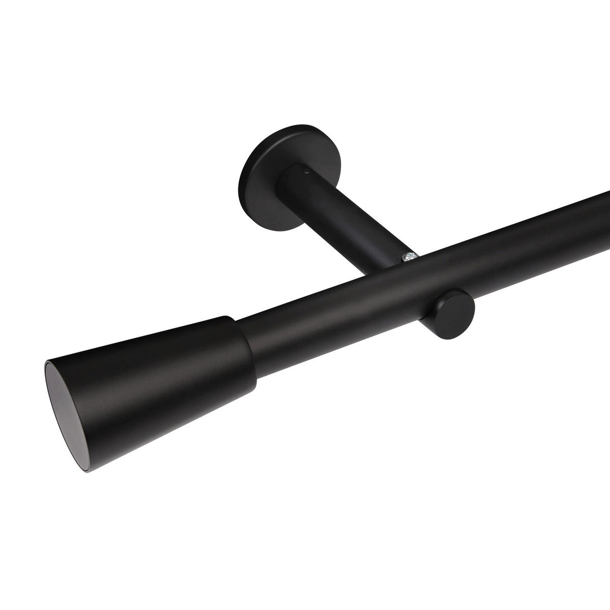 GARDINENSTANGE auf Maß 1-lauf Wandmontage Kegel 510cm - Schwarz, Metall (510cm) - Deco-Raum