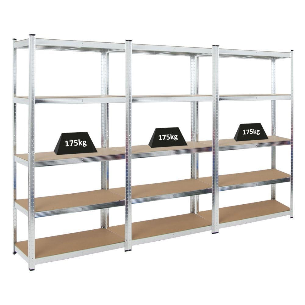 SCHWERLASTREGAL Ragnar 3er-Set mit 3x 180x90x40 cm Fachlast 175 kg Verzinkt - Silberfarben, Metall (270/180/40cm) - PROREGAL